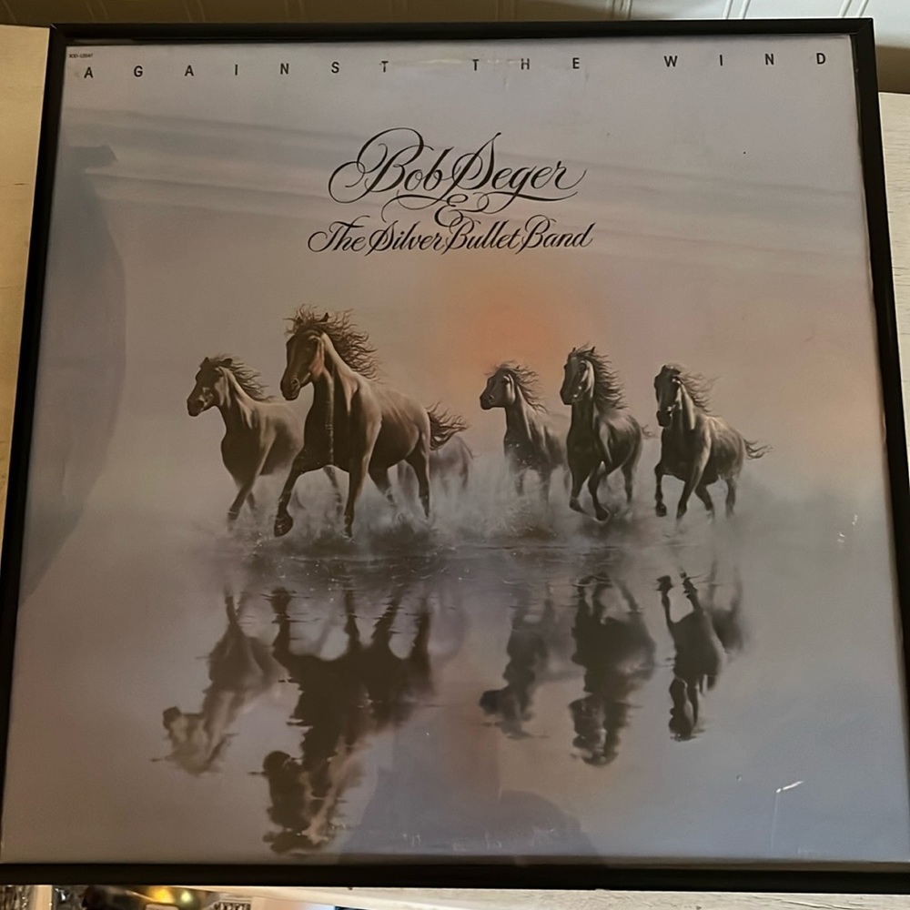 Original Bob Seger Silver Bullet Band Against the Wind framed Album record 1980